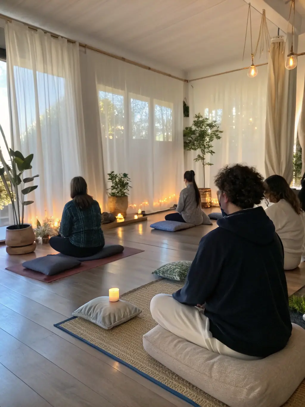 A picture of a Tai Chi workshop focused on meditation and mindfulness, emphasizing the mental and emotional benefits of the practice.